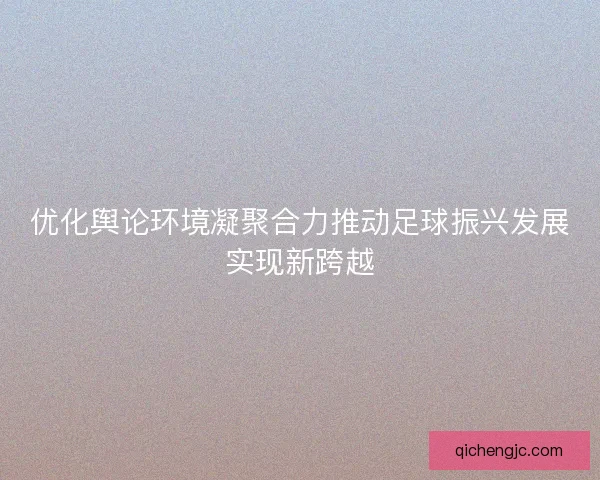 优化舆论环境凝聚合力推动足球振兴发展实现新跨越